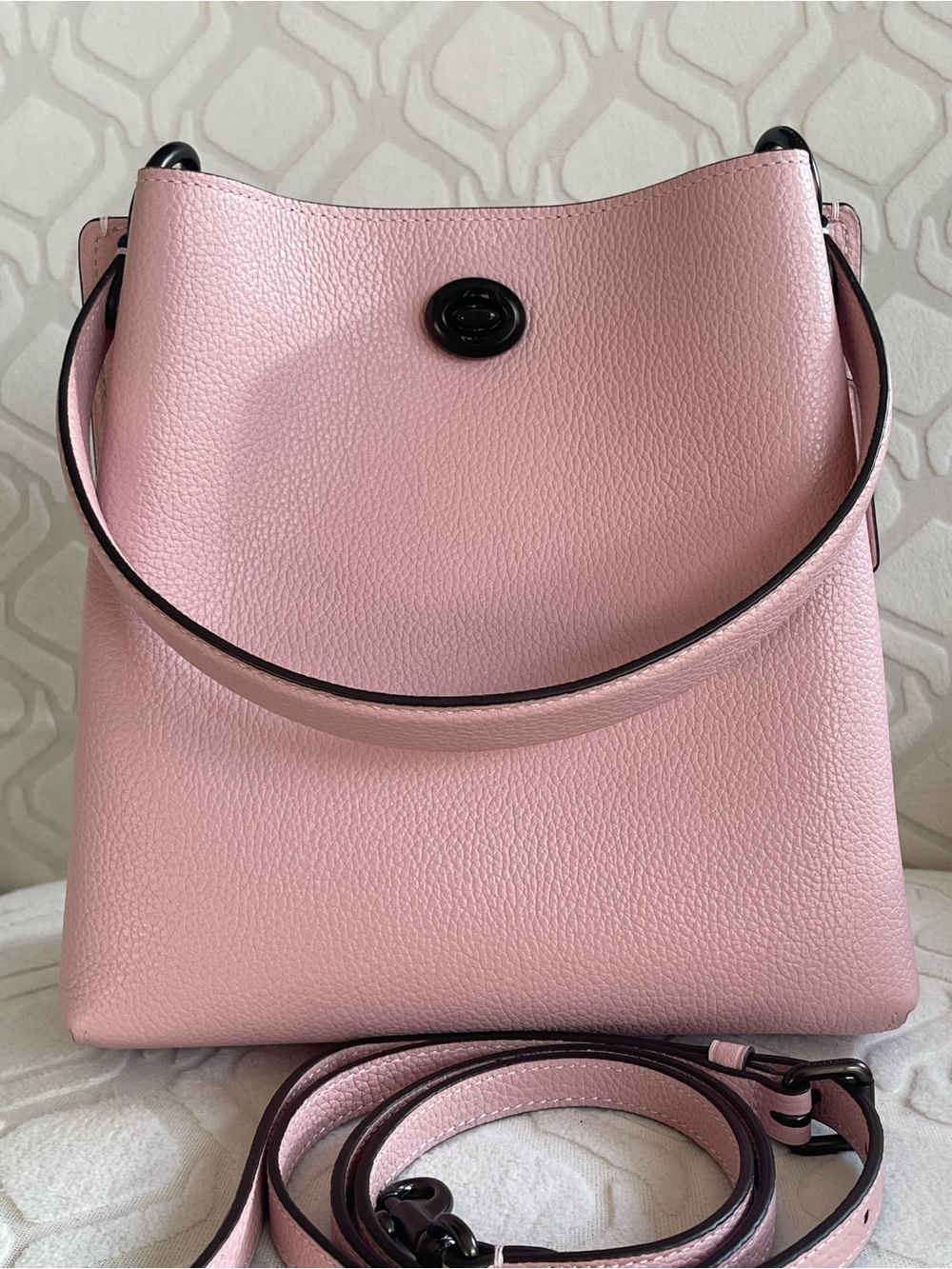 Coach Aurora Pink Leather Bucket Shoulder Bag - Elegant Crossbody Style
